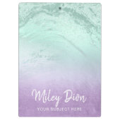 パープエレガントルモダン&ミントグリッター大理石 クリップボード (裏面)