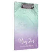 パープエレガントルモダン&ミントグリッター大理石 クリップボード (右)