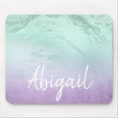 パープエレガントルモダン&ミントグリッター大理石 マウスパッド (正面)