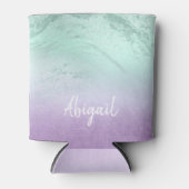 パープエレガントルモダン&ミントグリッター大理石 缶クーラー (正面)