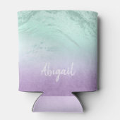 パープエレガントルモダン&ミントグリッター大理石 缶クーラー (裏面)