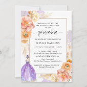 パープエレガントルユニークフローラプリンセスキンセアニラ 招待状 (正面)