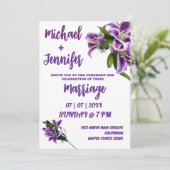 パープエレガントルリリーフローラミニマ結婚リスト 招待状 (スタンド正面)