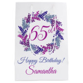 パープエレガントルリース65誕生日 ミディアムペーパーバッグ (裏面)