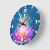 パープエレガントルロータスレイクブルパーソナライズされたー ラウンド壁時計 (傾斜)