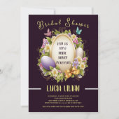 パープエレガントル王室のイースタースタイルブライダルシャワー 招待状 (正面)