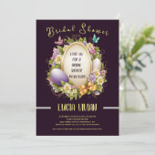 パープエレガントル王室のイースタースタイルブライダルシャワー 招待状 (スタンド正面)