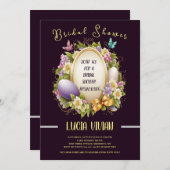 パープエレガントル王室のイースタースタイルブライダルシャワー 招待状 (正面/裏面)