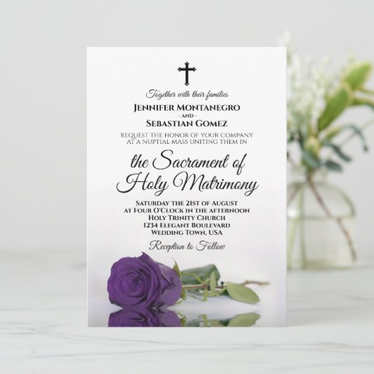 パープエレガントル王室のバラモダンカト結婚リック 招待状 (スタンド正面)