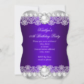 パープエレガントル王室のレースパールバースデーパーティー 招待状 (正面)