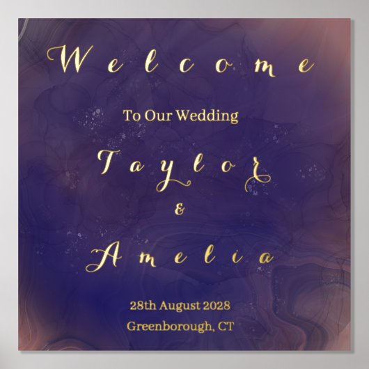 パープエレガントル結婚の歓迎サイン実在金箔 箔ポスター (正面)