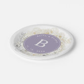 パープエレガントル結婚モノグラム ペーパープレート (アングル)