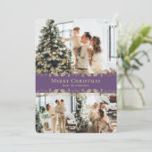 パープエレガントル金ゴールドバッファロープレイドフォトクリスマス  シーズンカード (スタンド正面)