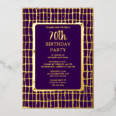 パープエレガントル金ゴールド70カスタム歳の誕生日パーティー 箔招待状 (正面)