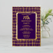 パープエレガントル金ゴールド70カスタム歳の誕生日パーティー 箔招待状 (立ち正面)