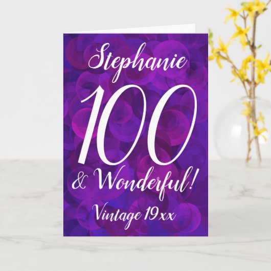 パープエレガントル100アンドワンダフルネーム誕生日 カード (黄色い花)