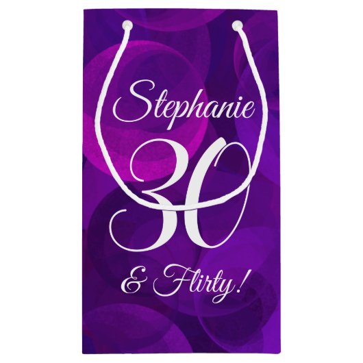 パープエレガントル30歳と誕生日パ気のあるそぶりをしたーティー スモールペーパーバッグ (裏面)