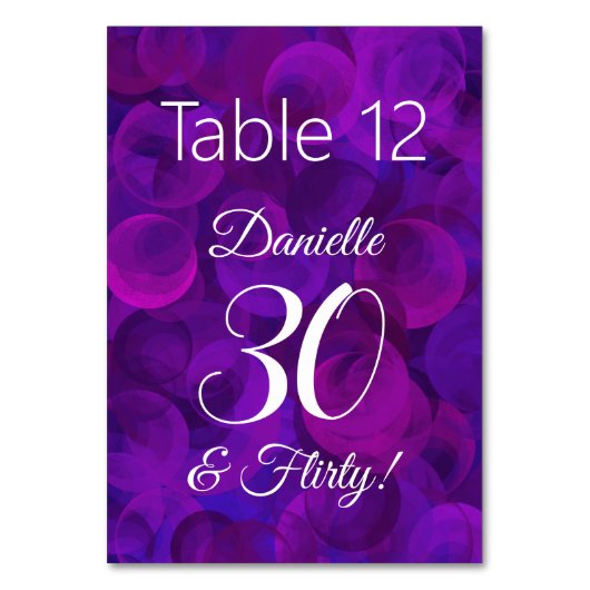 パープエレガントル30歳と誕生日パ気のあるそぶりをしたーティー テーブルナンバー (正面)