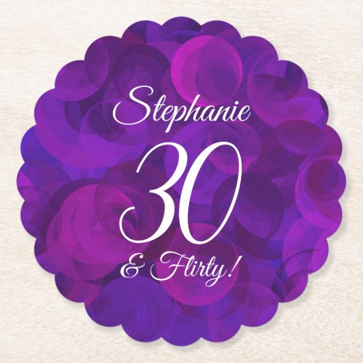 パープエレガントル30歳と誕生日パ気のあるそぶりをしたーティー ペーパーコースター (正面)