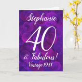 パープエレガントル40と素晴らしい誕生日カスタマイズ カード (黄色い花)
