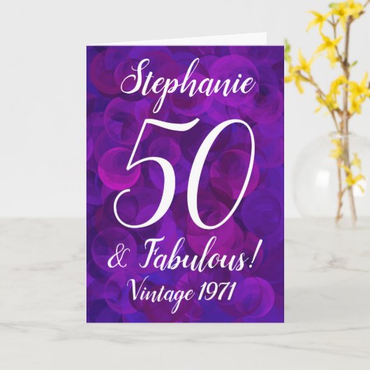 パープエレガントル50と素晴らしい誕生日カスタマイズ カード (黄色い花)