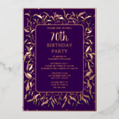 パープエレガントル70王室の歳の誕生日パカスタムーティー 箔招待状 (正面)