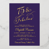 パープエレガントル75歳の誕生日パーティー 箔招待状 (正面)