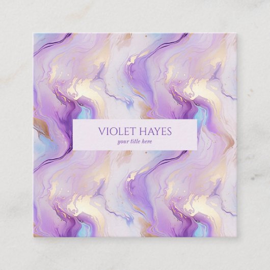 パープエレガントル&ターコイズマーブルカスタム スクエア名刺 (正面)