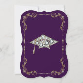 パープエレガントル、フェイク金ゴールド、ダイヤモンドのフローラフレーム 招待状 (正面)