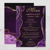 パープエレガントル&金ゴールドフェイクグリッターアゲテ結婚ス メニュー (正面/裏面)