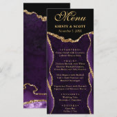 パープエレガントル&金ゴールドフェイクグリッターアゲテ結婚ス メニュー (正面/裏面)