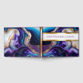 パープエレガントル、金ゴールド、ティール(緑がかった色)結婚ズ ゲストブック (全面)