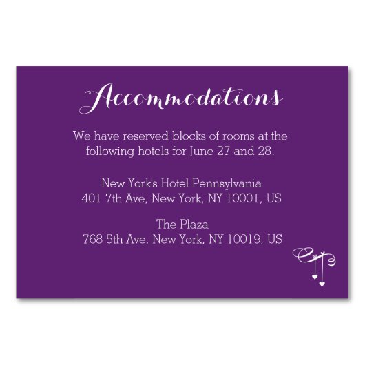 パープカスタマイズル結婚ズ宿泊カード テーブルナンバー (正面)