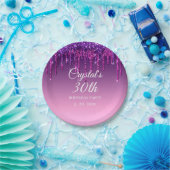 パープカスタムルグリッタードリップハッピーバースデー ペーパープレート (パーティー)