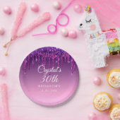 パープカスタムルグリッタードリップハッピーバースデー ペーパープレート (パーティー)