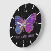 パープカスタムル&金ゴールドバタフライ ラージ壁時計 (傾斜)