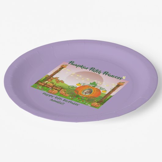 パープガーリーランプキンパッチガールズ誕生日 ペーパープレート (アングル)