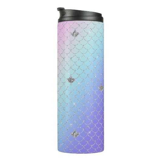 パープガーリールピンクアクアシルバーマーメイドグリッター  タンブラー (回転右)