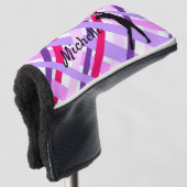 パープクラシックルスコティッシュタータンチェックパターカバー ゴルフヘッドカバー (3/4 正面)