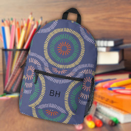 パープクールルユニーク抽象芸術モノグラムイニシャル プリントバックパック