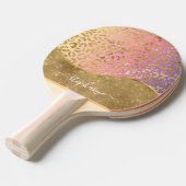 パープグラデーションルピンク金ゴールドレオパードグラパーソナライズされたム 卓球ラケット (正面アングル)