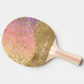 パープグラデーションルピンク金ゴールドレオパードグラパーソナライズされたム 卓球ラケット (横)