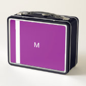 パープコンテンポラリールモダンミニマルモノグラムのリスト メタルランチボックス (裏面)
