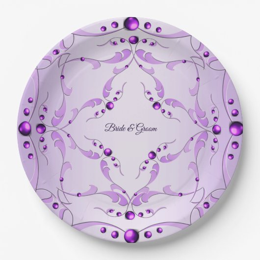 パープスタイリッシュリ装飾結婚紙プレート ペーパープレート (正面)