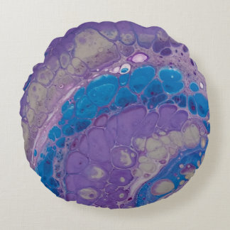 パープスタイリッシュルモダンブルーグレー抽象芸術 ラウンドクッション