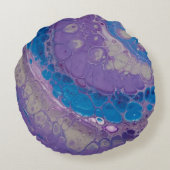 パープスタイリッシュルモダンブルーグレー抽象芸術 ラウンドクッション (裏面)