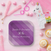 パープストライプのル30結婚周年 ペーパープレート (パーティー)