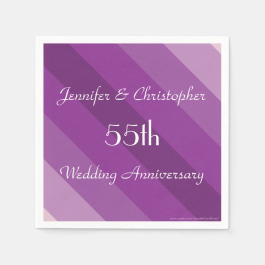 パープストライプのル55周年結婚記念紙 スタンダードカクテルナプキン (正面)