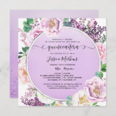 パープスペインのルエレガント・フローラ・キンセアニェラ・インヴィ 招待状 (正面/裏面)