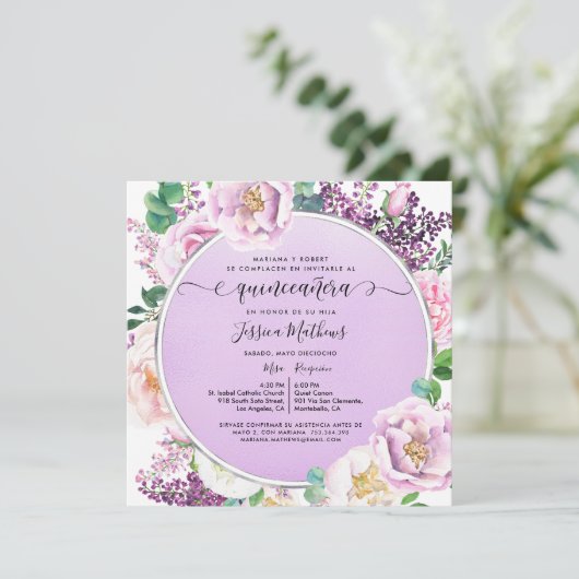 パープスペインのルエレガント・フローラ・キンセアニェラ・インヴィ 招待状 (スタンド正面)